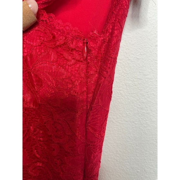 Express Size 4 Fit & Flare Lace Cocktail Mini Dress Red V-Neck Sleeveless NWT - Picture 8 of 12